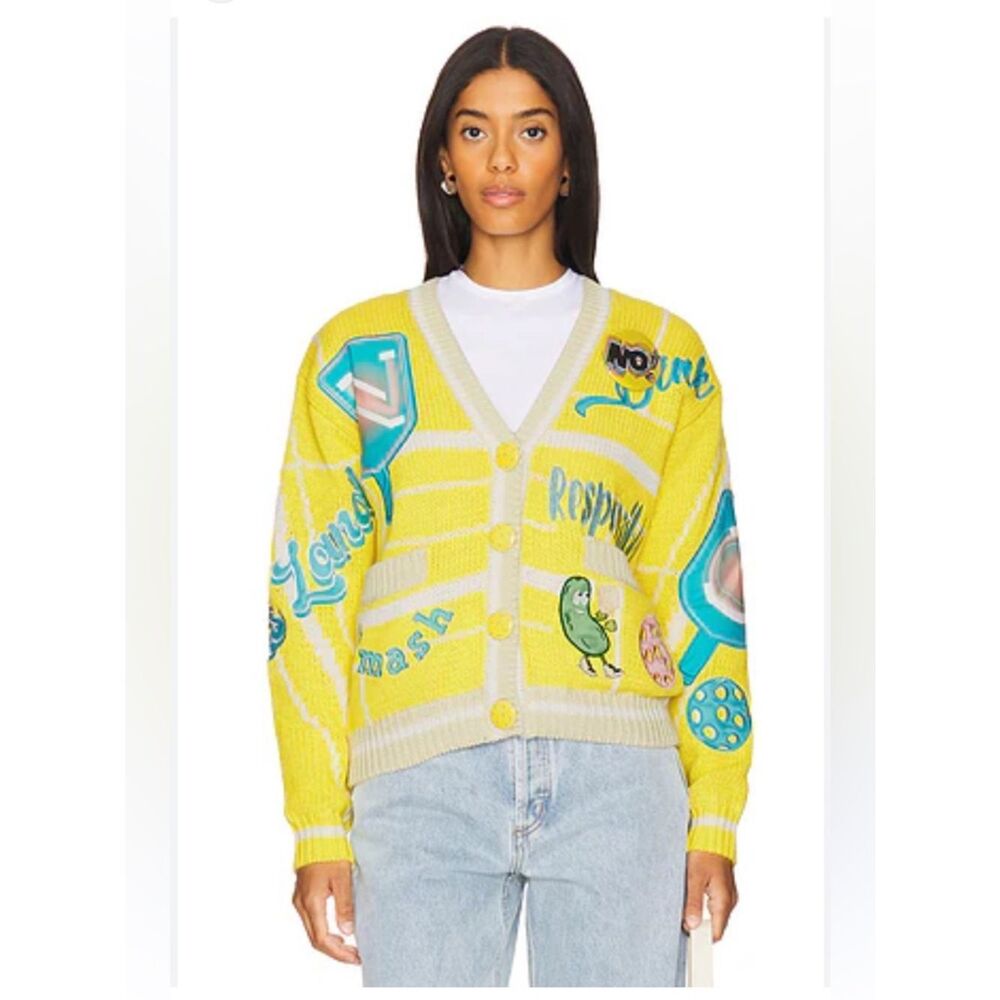 No! Jeans Pickleball Cardigan in Yellow NWOT